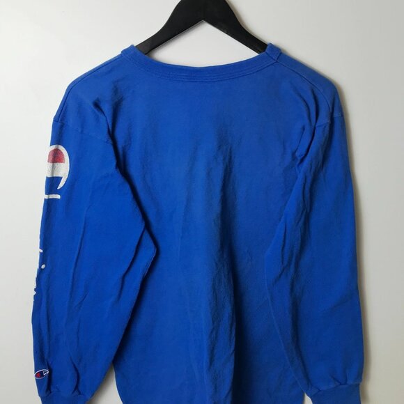 Vintage 90s Champion T Shirt Blue Large L USA Graphic Tee Long Sleeve Solid - Picture 10 of 16